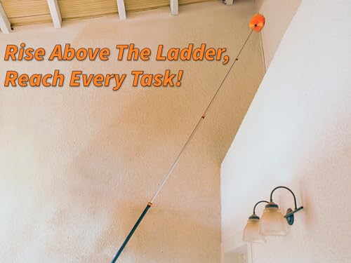 30 Foot High Reach Duster Kit with 5-24 ft Extension Pole // High Ceiling Dusting and Window Cleaning Kit with Telescopic ...