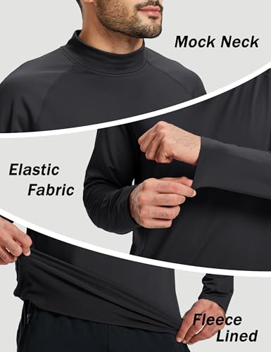 NASBING Mens Thermal Shirt Mock Turtle Neck Fleece Lined Base Layer Cold Weather Long Sleeve Undershirt Winter Underwear Tops