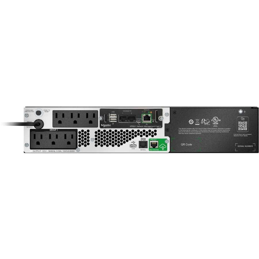 Apc Ups, 1000Va Smart-Ups Lithium-Ion Ups With Smartconnect And Nmc, Smtl1000Rm2Ucnc, Pure Sine Wave, Short-Depth 120V Uninterru