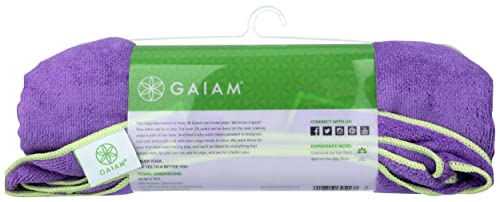 Gaiam Yoga Towel - Mat Sized Active Dry Non Slip Moisture Wicking Sweat Absorbent Microfiber Hot Yoga Towel for Women & Me...