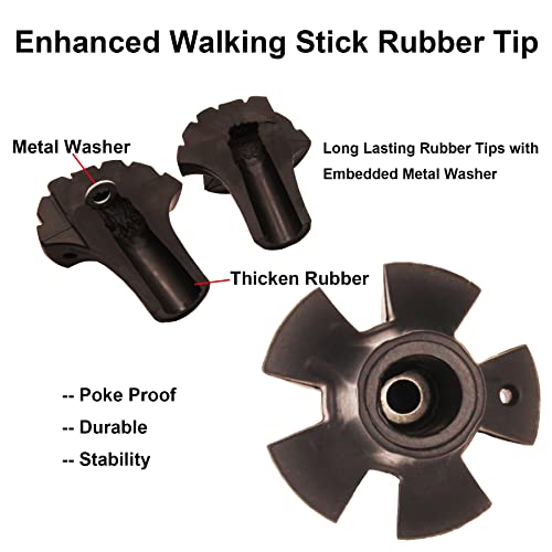 Trekking Poles Tips Set - Pack of 6 to 8 Replacement Rubber Trek Cane Tips Protectors Fit Most Walking Hiking Sticks - 11 ...