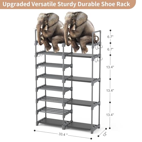 ROJASOP Shoe Rack, Shoe Storage Organizer for Closet Entryway Garage Bedroom, 8 Tier Tall Metal Shoe Shelf for 26-32 Pairs...