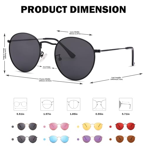 Pro Acme Small Round Metal Polarized Sunglasses for Women Retro Designer Style