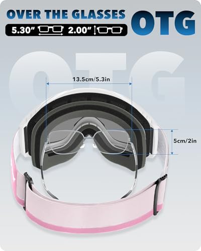 findway OTG Ski Goggles - Over Glasses Snow Snowboard Goggles for Men Women Adult & Youth - Anti-Fog 100% UV Protection
