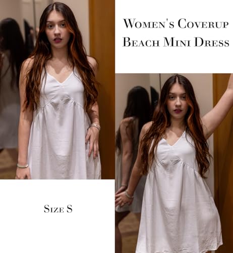 AI'MAGE Women's Swimsuit Coverup Sleeveless Beachwear Summer Casual Bathing Suit V Neck Bikini Coverups Mini Dress S-XXL