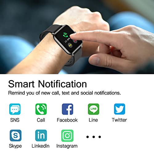Popglory Smart Watch, Smartwatch with Blood Pressure, Blood Oxygen Monitor, Fitness Tracker with Heart Rate Monitor, Full ...