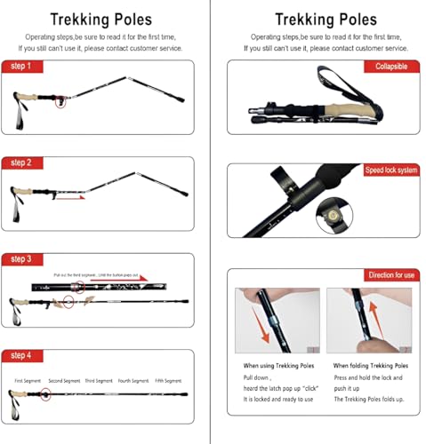 Topyond Outdoor Hiking Poles, Telescopic Collapsible Aluminium Alloy Walking Stick, Multifunctional Unisex Hiking Equipmen...