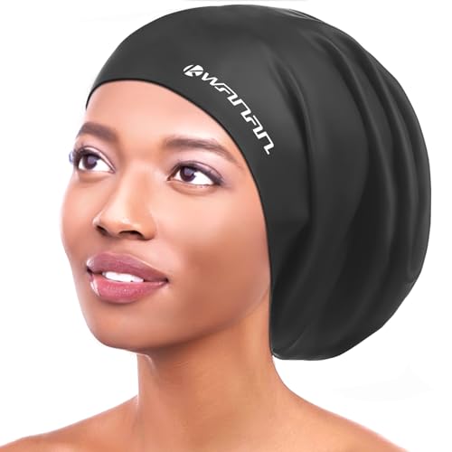 Extra Large Silicone Swim Cap for Long Hair and Protective Styles–Waterproof Swimming Cap for Men and Women with Dreadlock...