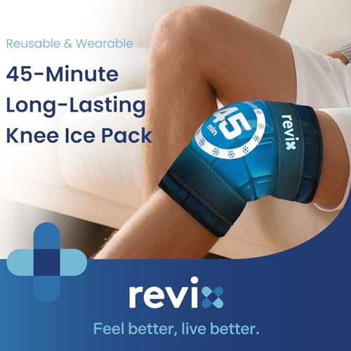 REVIX Knee Ice Pack Wrap, 45-Minute Long-Lasting Ice Pack for Knees with Ice Grid Gel Design, Reusable Gel Ice Wrap, Cold ...