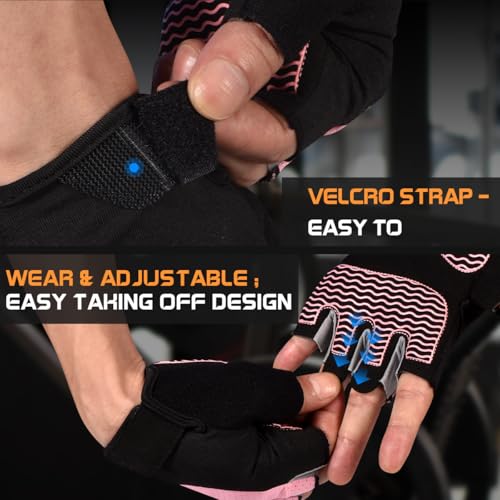 sunnex Workout Gloves for Women - Breathable Weight Lifting Gloves with Non-Slip Silicone Padding, Fingerless Gym Gloves f...