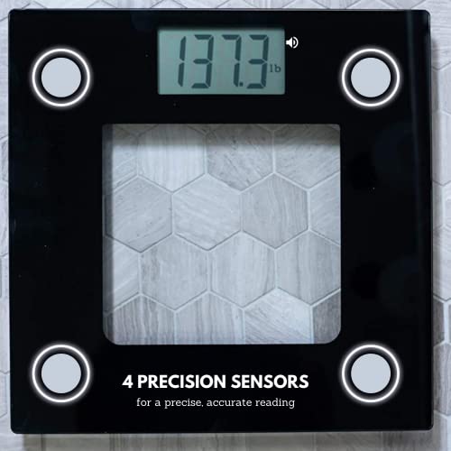 Extra Wide Glass Talking Digital Scale | The Bathroom Scale That Talks | Accurate Visual & Voice Display Digital Scale for...