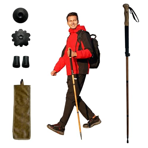 FOREST PILOT Trekking Pole - 1pc Pack Sassafras Wood Adjustable&Detachable Hiking or Walking Stick