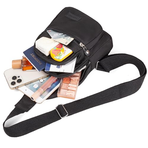 Metesbow Sling Backpack Cross Body Bag Small Fanny Pack Crossbody Bags for Women Trendy - Black