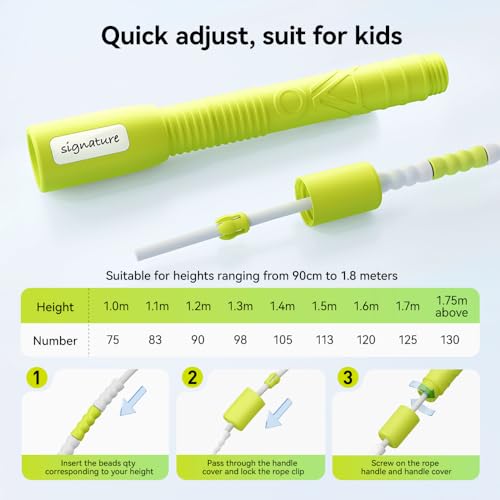 JOINROPE Skipping Rope, Adjustable Beaded Jump Rope with Double Bearing, Jump Rope for Kids at Home Schoel Gym,Tang-Free F...