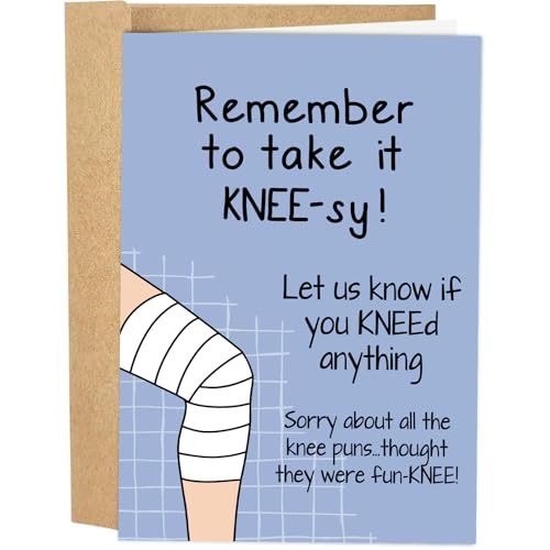 Naixiwen Funny Knee Get Well Soon Card for Men Women, Knee Replacement Card Gift for Patient, Speedy Surgery Recovery Card...