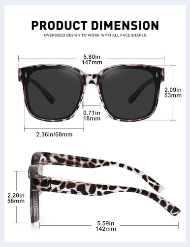 MEETSUN Oversized Fit Over Glasses Sunglasses for Women Trendy Large Square Polarized Sun Glasses for Driving