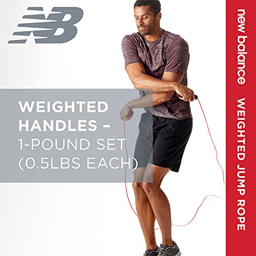 New Balance Weighted Jump Rope for Men - 1 lb Heavy Foam Handles Set, Adjustable Length, Exercise Training Jump Ropes for ...