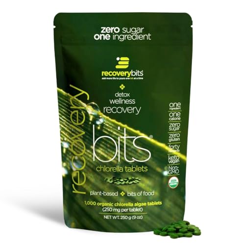 RECOVERYbits - Organic Chlorella Tablets - Plant-Based Algae Superfood - Chlorophyll - Cracked Cell Wall - Energy - Immune...