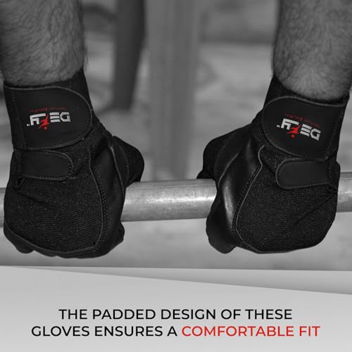 DEFY Padded Weight Lifting Gloves with 13" Long Wrist Wrap Genuine Leather Gym Gloves for Power Lifting, Cross Training, W...