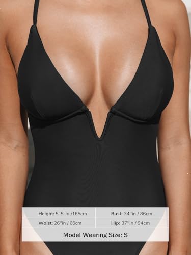 CUPSHE Women Swimsuit One Piece Bathing Suit Deep V Neck Crisscross Back Adjustable Strap