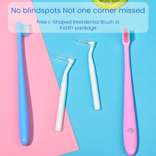 Y-Kelin V-Shaped Orthodontic Toothbrush for Braces Brackets 4 Count (Pack of 1) Soft Bristle with Inter Dental Brush