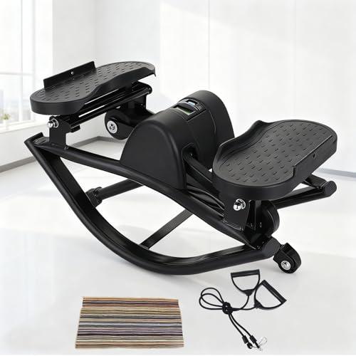 WIKONALK Low-Impact Lateral Rocking Fitness Stepper for Knees and Joints,Home Workout Machine,Rock Stepper Machine with Di...
