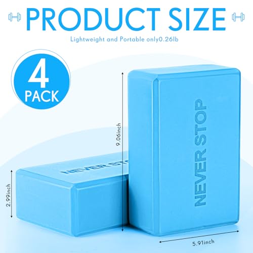 RoundFunny 4 Pack Yoga Blocks Non Slip Pilates Brick Foam Blocks Pilates Dance Gymnastics Workout Fitness Props Tool for S...