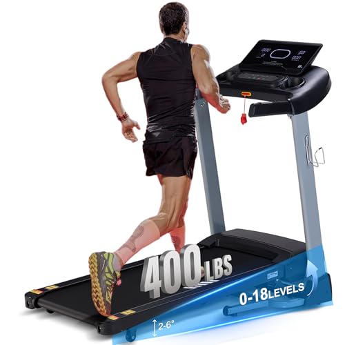 Incline Treadmills for Home, Treadmill with 18% Auto Incline, Heavy Duty 400LBS Capacity, Running Machine with 18.90" Wide...