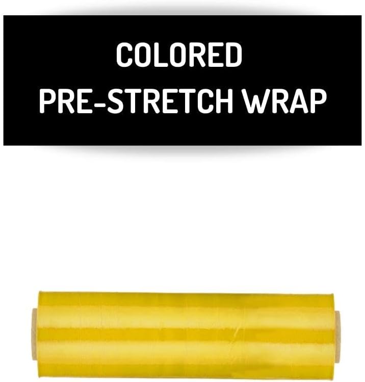 PSBM Yellow Stretch Wrap, 15 Inch x 1476 Feet, 4 Pack, Tinted Pre-Stretched Shrink Wrap Film for Moving, Packaging, Pallet Wrapping