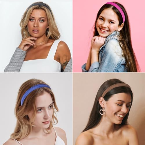 Wecoe 10pcs Pu Leather Headbands Women 0.6 Inch White Pink Rose Red Yellow Khaki Green Royal Blue Black Headband Non Slip ...