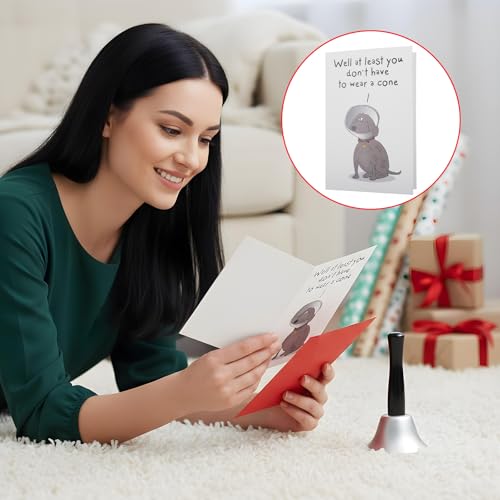 QFGasre Hand Bell Funny Get Well Gifts for Women Men And Humor Speedy Recovery Card Silver Bells With Envelope for Food Li...