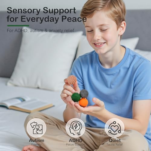Fidget Toys Adults – 4PCS Magnetic Silicone Stress Balls for Anxiety, Focus & ADHD Relief, Textured Sensory Desk Gadgets, ...