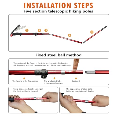 Deepfeel Collapsible Trekking Pole Adjustable Hiking Pole - Aluminum Alloy 7075 Walking Stick with Telescopic & Foldable T...
