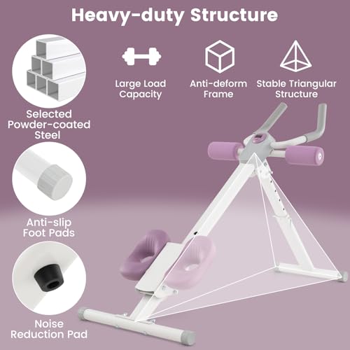 GYMAX Ab Workout Equipment, Adjustable Ab Machine for Whole Body Home Exercise with LCD Monitor, Big Knee Pads & Foam Cove...