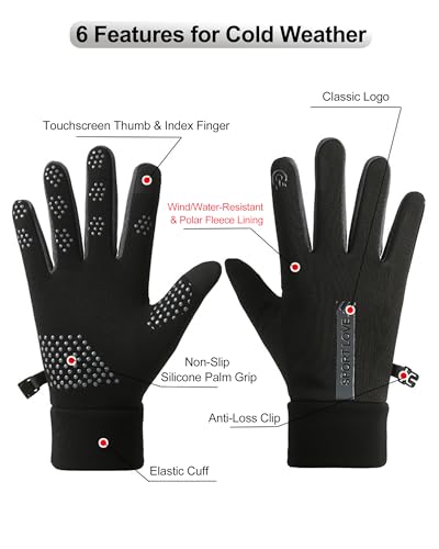 Bawnhaw Lightweight Winter Running Gloves for Women Touchscreen Warm Polar-Fleece Liners Windproof Cycling Driving Non-Slip