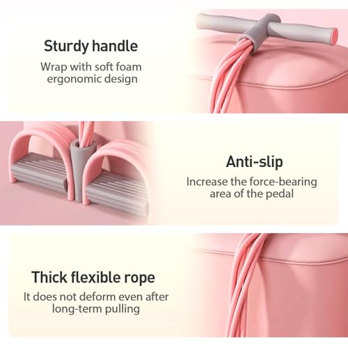 Pedal Resistance Bands with Handles, Multifunction Elastic Yoga Resistance Band, Natural Rubber Foot Pedal Resistance Band...
