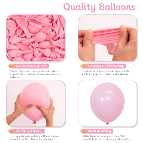 CVPARTYON Light Pink Balloons 125 Pcs Pink Different Sizes of 18 12 10 5 Inch Pastel Baby Pale Pink Balloon Arch Kit Garla...