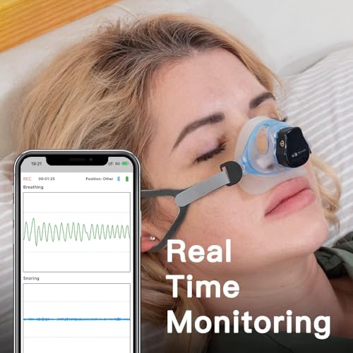 EMAY Sleep Breathing Monitor for Airflow Tracking | Record Breathing Continuously On The App | Monitor Sleep Quality and R...