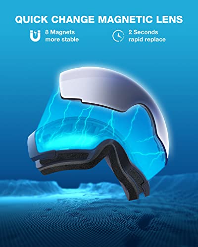 ZIONOR X4 Ski Goggles Magnetic Lens - Snowboard Goggles for Men Women Adult - Snow Goggles Anti-fog UV Protection