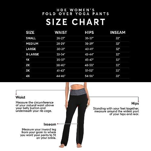 HDE Women's Color Block Fold Over Waist Yoga Pants Flare Leg Workout Leggings