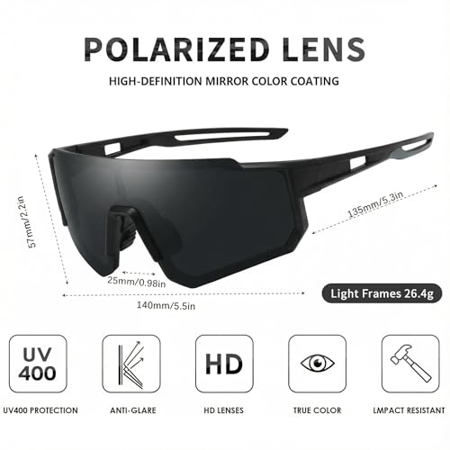 Tsctswk Polarized Sports Sunglasses Men Women, Outdoors UV Protection Sun glasses,Cycling Fishing Baseball Running Sunglasses