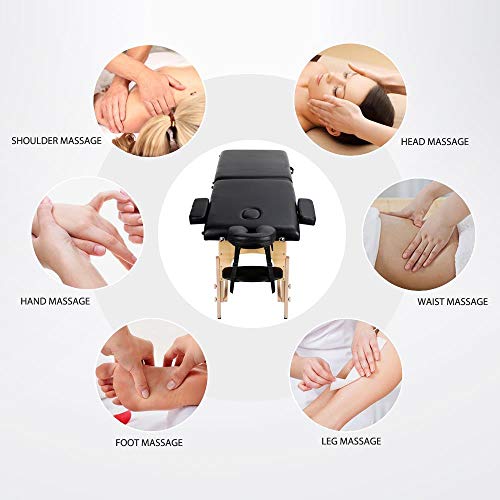 Yaheetech Massage Table Portable Lash Beds Spa Bed Massage Couch Foldable Spa Tables Adjustable 2 Fold with Non-Woven Bag ...