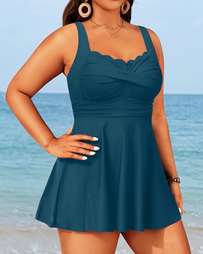Aqua Eve Plus Size Swim Dress - Two Piece Tankini Tummy Control Bathing Suit with Shorts 2025 Swimsuit