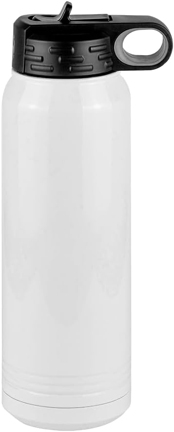 Softball Mom Water Bottle, Messy Bun, White 30 oz Polar Camel with Straw Lid, Stainless Steel, Vacuum Insulated