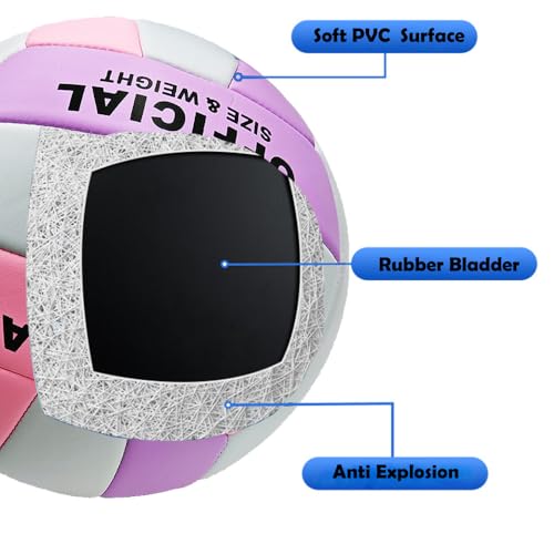 ABAJI Volleyball Official Size Soft Surface Training Practice Indoor Outdoor Gift for Kids Come with Pump Needle