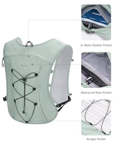 ECOHUB Running Hydration Vest Backpack,Lightweight Breathable Pack with 2L Water Bladder Bag Daypack for Hiking Trail Runn...