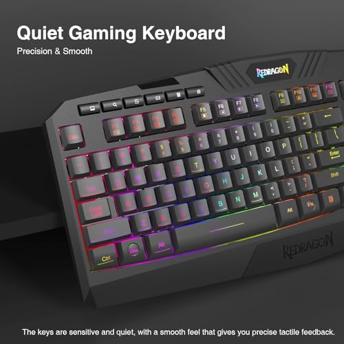 Redragon K503 Wireless Gaming Keyboard, 3-Mode (2.4G/BT/USB), RGB LED Backlit, Multimedia Keys, Fully Programmable Silent ...