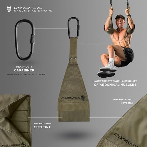 Gymreapers Hanging Ab Straps for Pull-Up Bar — Hang Bar Assist Strap & Strength Workout Exercise Equipment, Padded Adjusta...