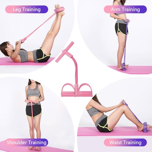 21 Fitness Resistance Bands-4 Tube Pedal Ankle Puller,Upgraded Stretch Bands for Exercise Sit Up Exercise Equipment,Multif...