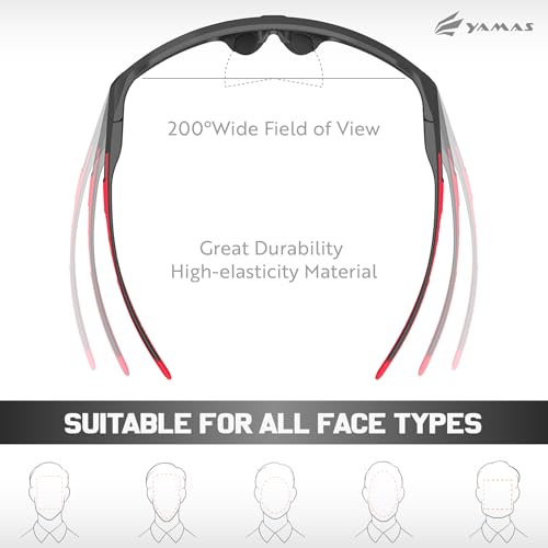 YAMAS Sport Sunglasses for Mens, Wrap around sunglasses, Non-Slip Nose Pads for Hiking, Climbing&Running, UV400 Protection